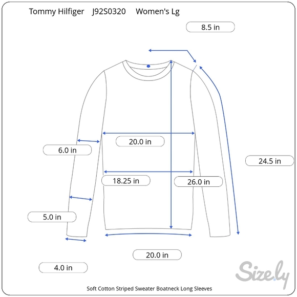 Tommy Hilfiger Cotton Striped Red Blue Pullover Sweater with Logo Women's Size L - Picture 9 of 10